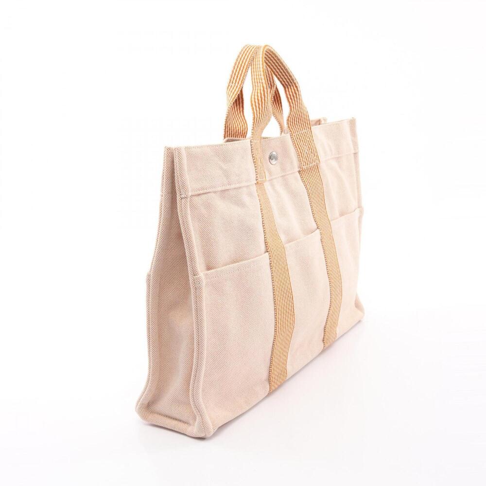 Hermes New Fourre-Tout MM Tote Bag Handbag Canvas Toile H Women's Orange/Brown - Picture 2 of 9